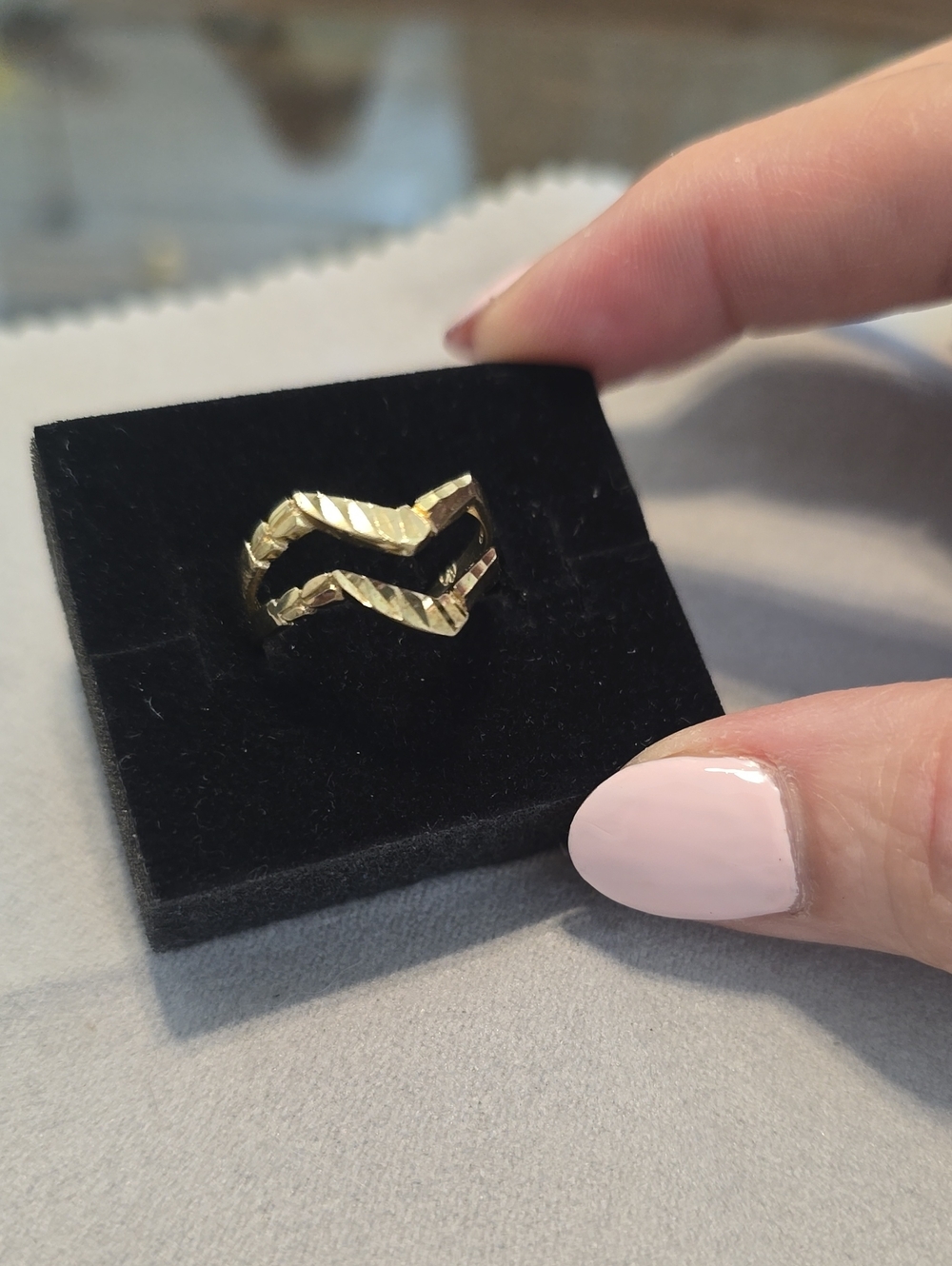 Marsala gold Chevron Textured  Ring - Women Jewelry